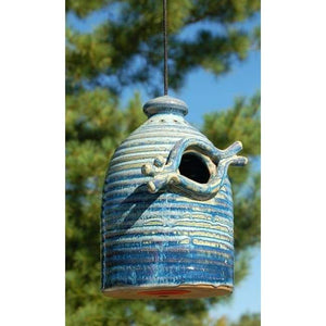 Ceramic Medium Bird House, French Blue - BirdHousesAndBaths.com