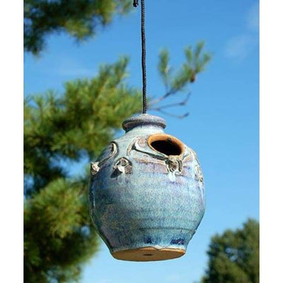 Ceramic Small Bird House, French Blue - BirdHousesAndBaths.com
