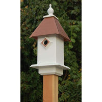 Classic Bluebird House with Hammered Copper Colored Metal Roof - BirdHousesAndBaths.com