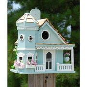 Flower Pot Cottage Bird House, Blue - BirdHousesAndBaths.com