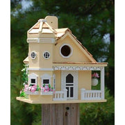 Flower Pot Cottage Bird House, Yellow - BirdHousesAndBaths.com