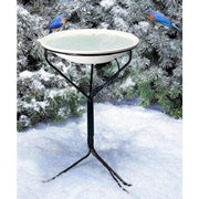 Heated Bird Bath with Metal Stand, White - BirdHousesAndBaths.com
