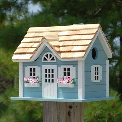Nantucket Cottage Blue Bird House - BirdHousesAndBaths.com