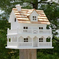 Novelty Cottage Bird House, White - BirdHousesAndBaths.com