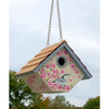 Hanging Wren House with Nuthatch and Peach Blossoms - BirdHousesAndBaths.com