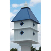 Plantation Bird House with Cobalt Blue Roof - BirdHousesAndBaths.com