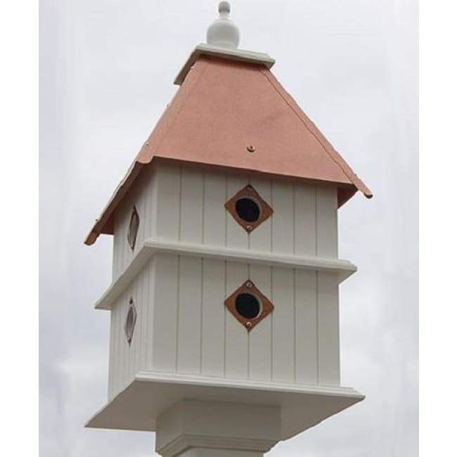 Plantation Bird House with Hammered Copper Colored Metal Roof - BirdHousesAndBaths.com