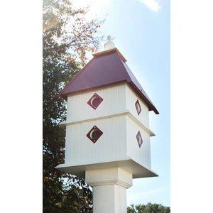 Plantation Bird House with Merlot Red Roof - BirdHousesAndBaths.com