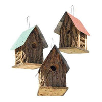 Summer Camp Bark Cabin Bird Houses, Set of 3 - BirdHousesAndBaths.com